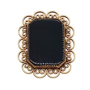 VTG Brooch 12K GP Victorian Revival Gothic Dark Academia Cameo Style Elegant Pin